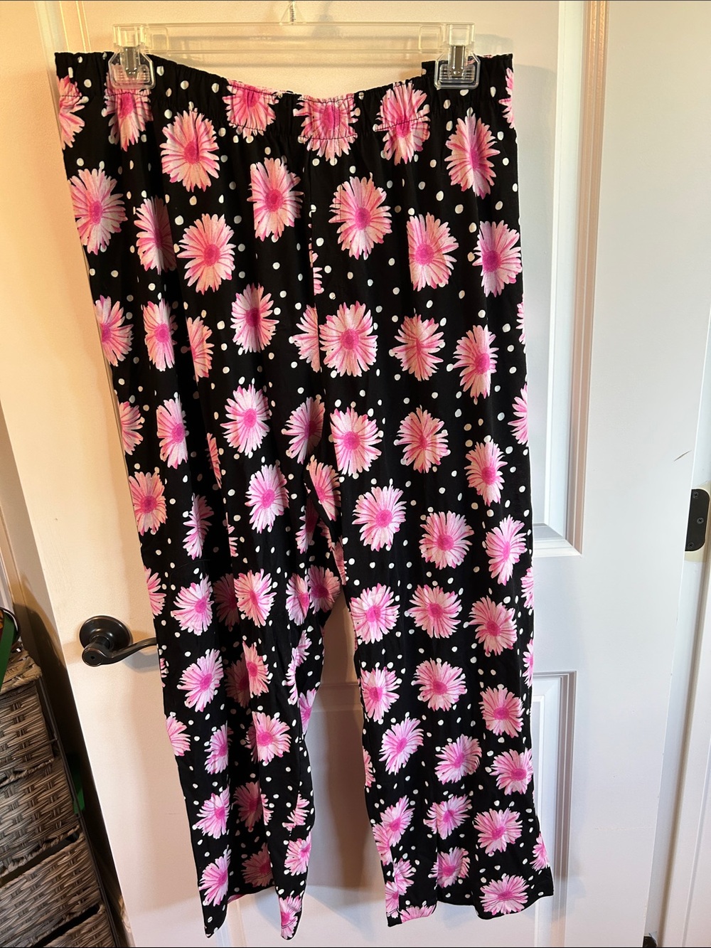 HUE Black Sleepwear with Pink Floral Daisy Print